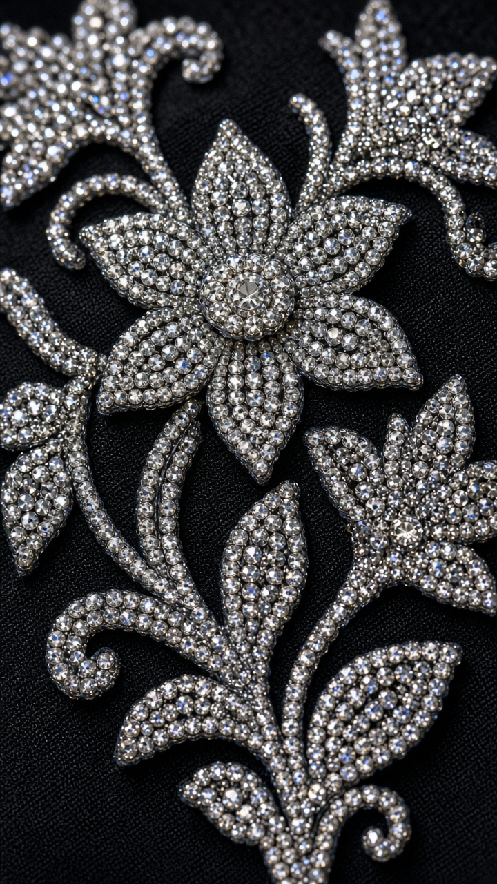 Hot fix rhinestone crystal embroidery on fabric